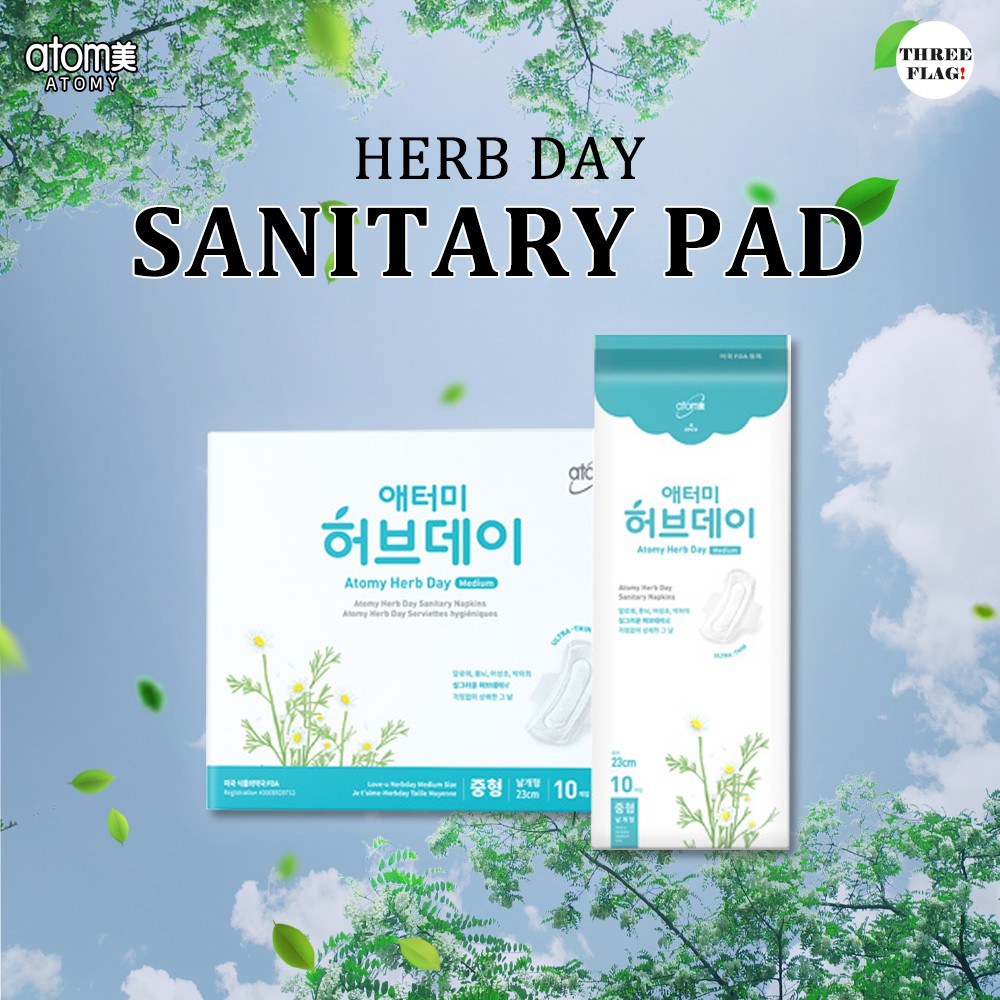 Atomy Herb Day Sanitary Napkins Pad (16cm,23cm,28cm) 40pcs Shopee Singapore