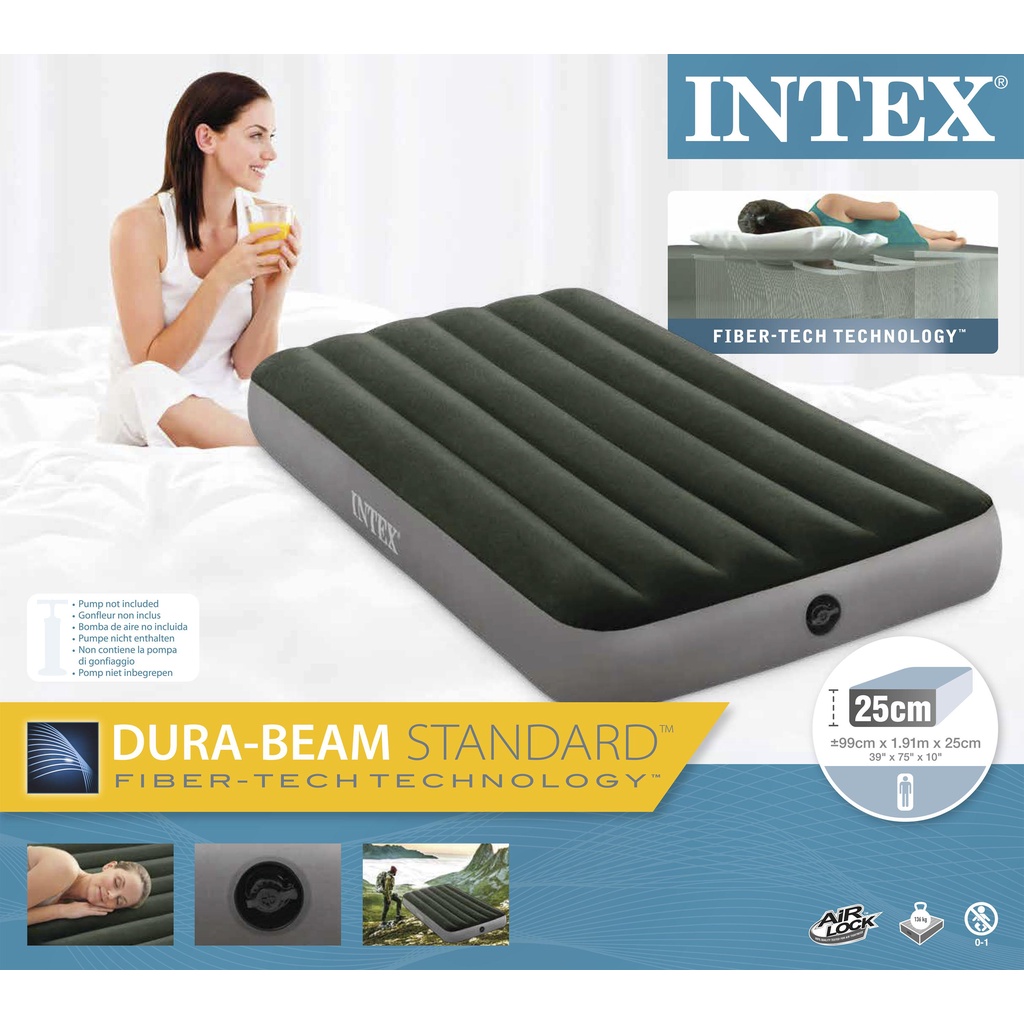 [ INTEX ] Fiber Tech Dura Beam ARMY GREEN SUPER Single Air Beds