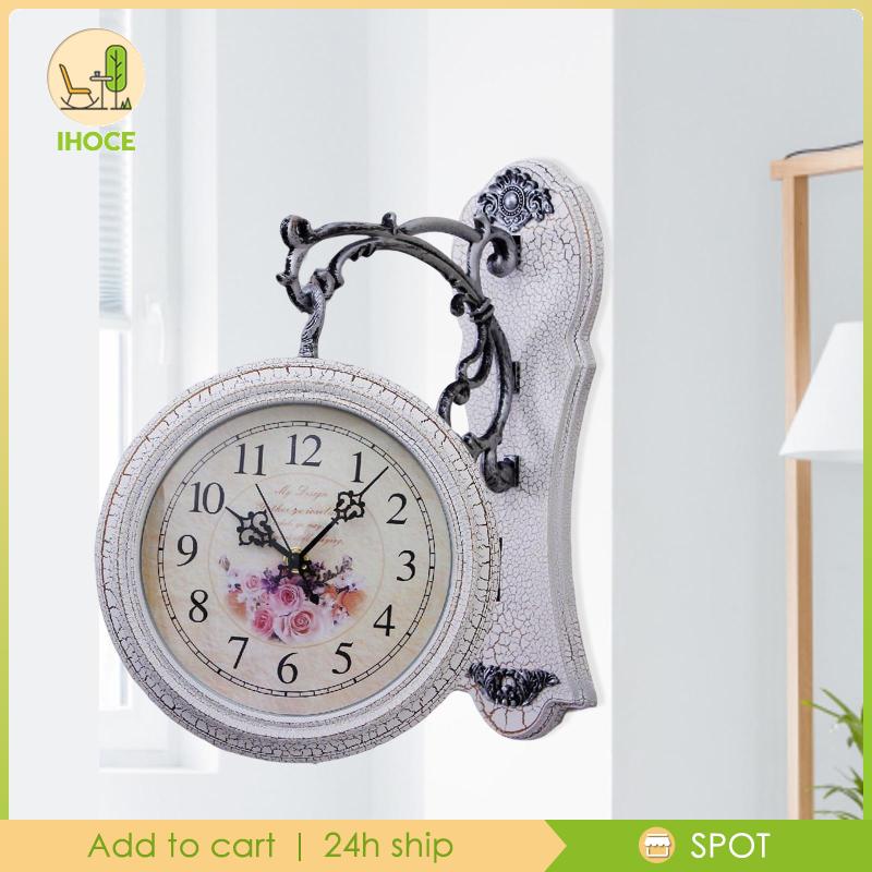 [Ihoce] Double Sided Wall Clock, Wall Mounted Train Railway Clock