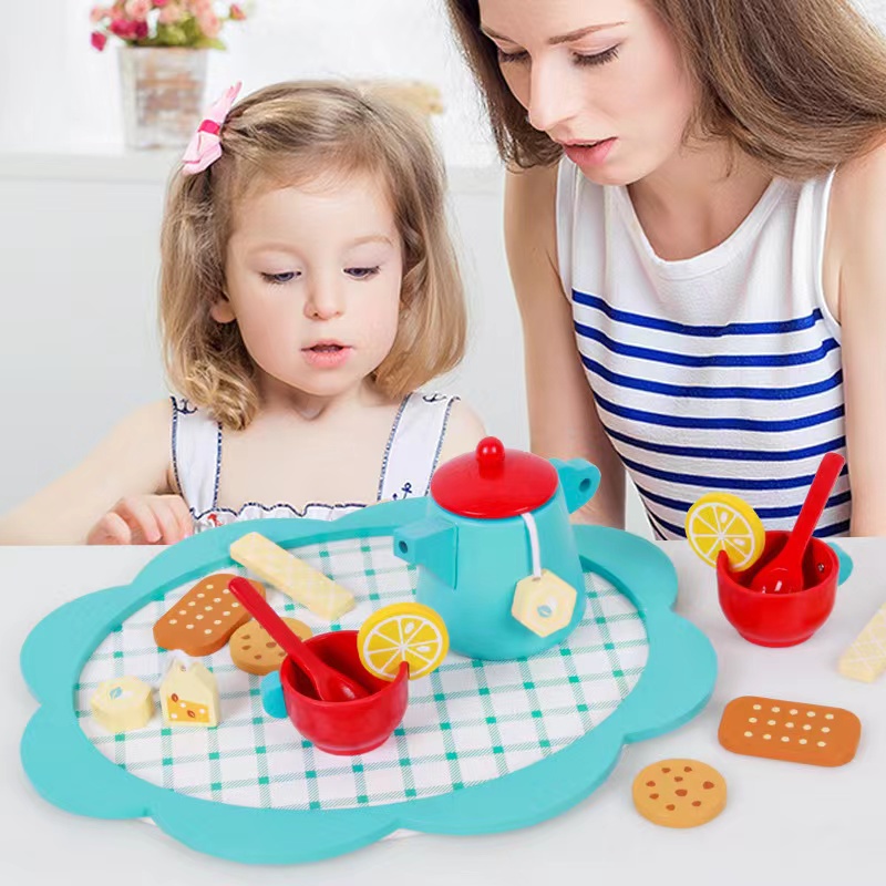 SG Seller Wooden Pretend Play Toy Afternoon Tea Set Tea Party Play