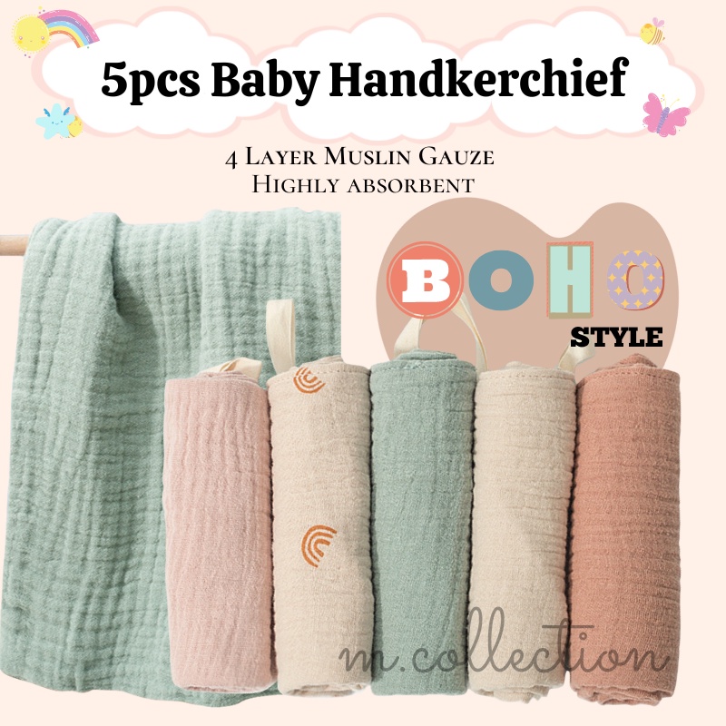 5pcs set Baby Feeding Towel Soft Absorbent Gauze Bath Towel Newborn