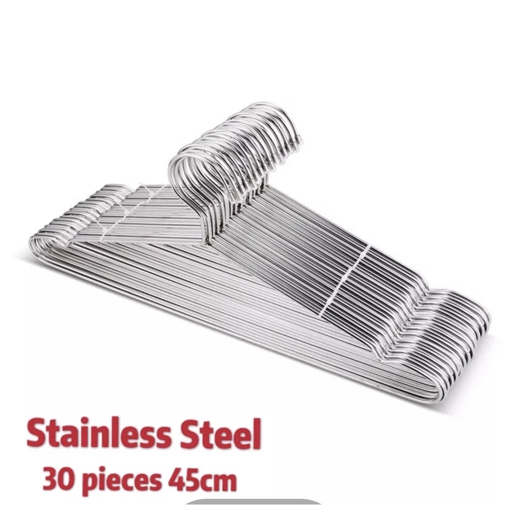 [LOCAL SELLER] 30Pcs 42cm Length Clothes Hangers Stainless Steel Metal