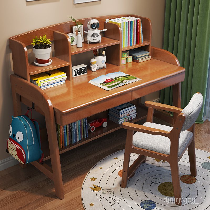 💯[in stock]💯Children's Study Desk Chair Set Adjustable Solid Wood Desk