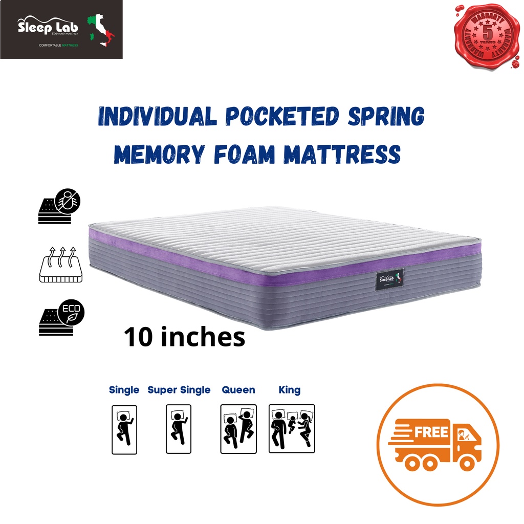 Sleep Lab individual pocketed spring memory form mattress/single/super