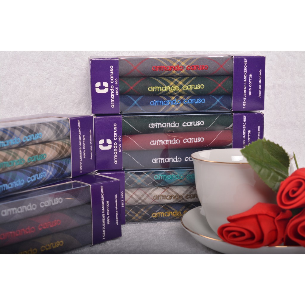 ARMANDO CARUSO Embroidery Colour Woven MEN'S Handkerchief Shopee