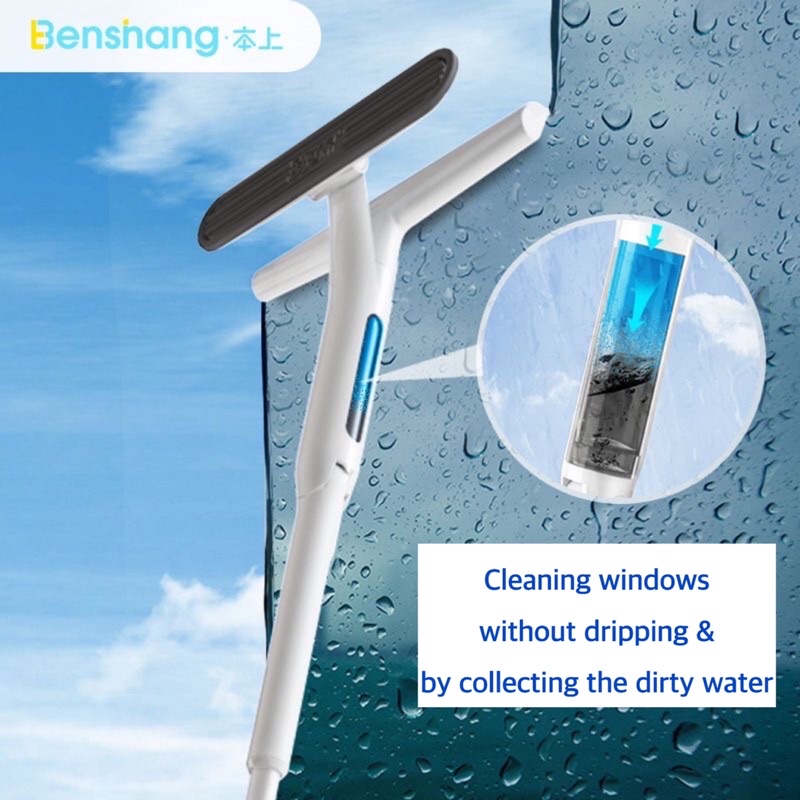 Window Cleaner Wiper Long Handle Window Glass Cleaning Brush Wiper with