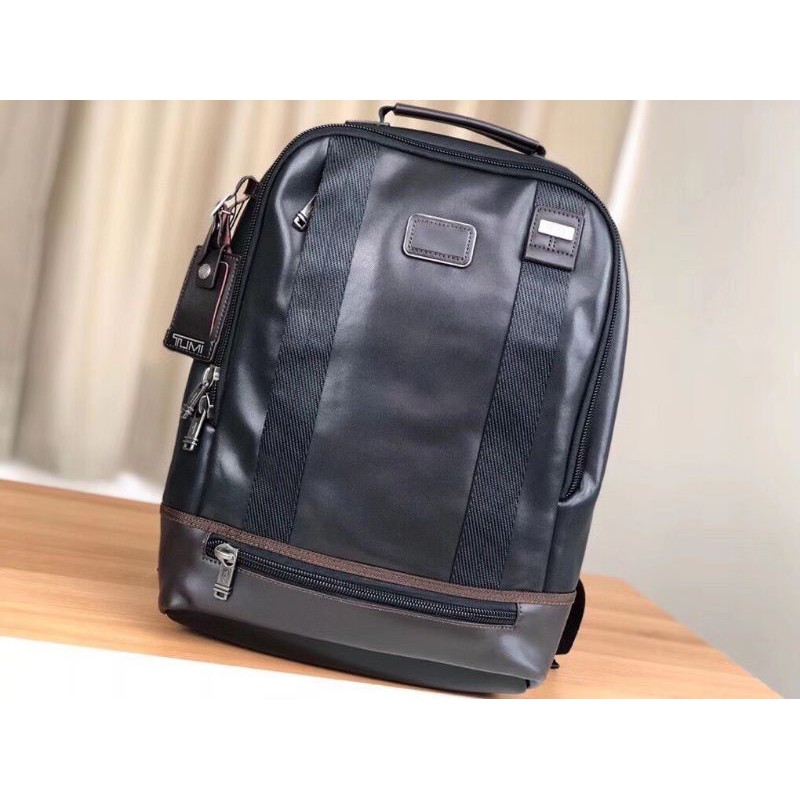 tumi full genuine cow leather 92682hk2 men's small size backpack with