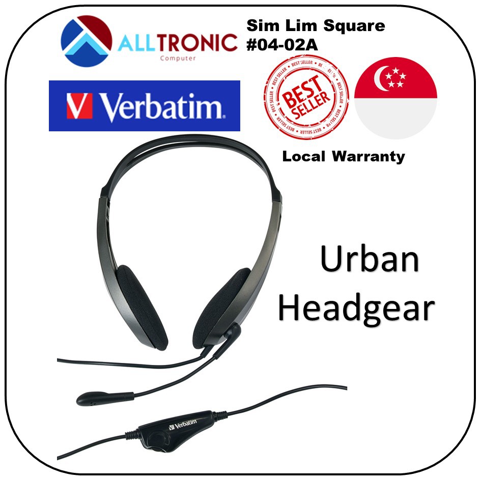 Verbatim Urban Headgear Multimedia Headset with Mic & Volume Control P