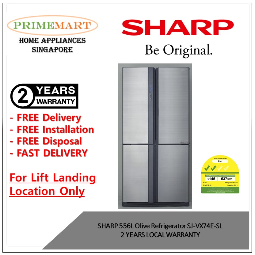 SHARP 556L Olive Refrigerator SJVX74ESL 2 YEARS LOCAL WARRANTY