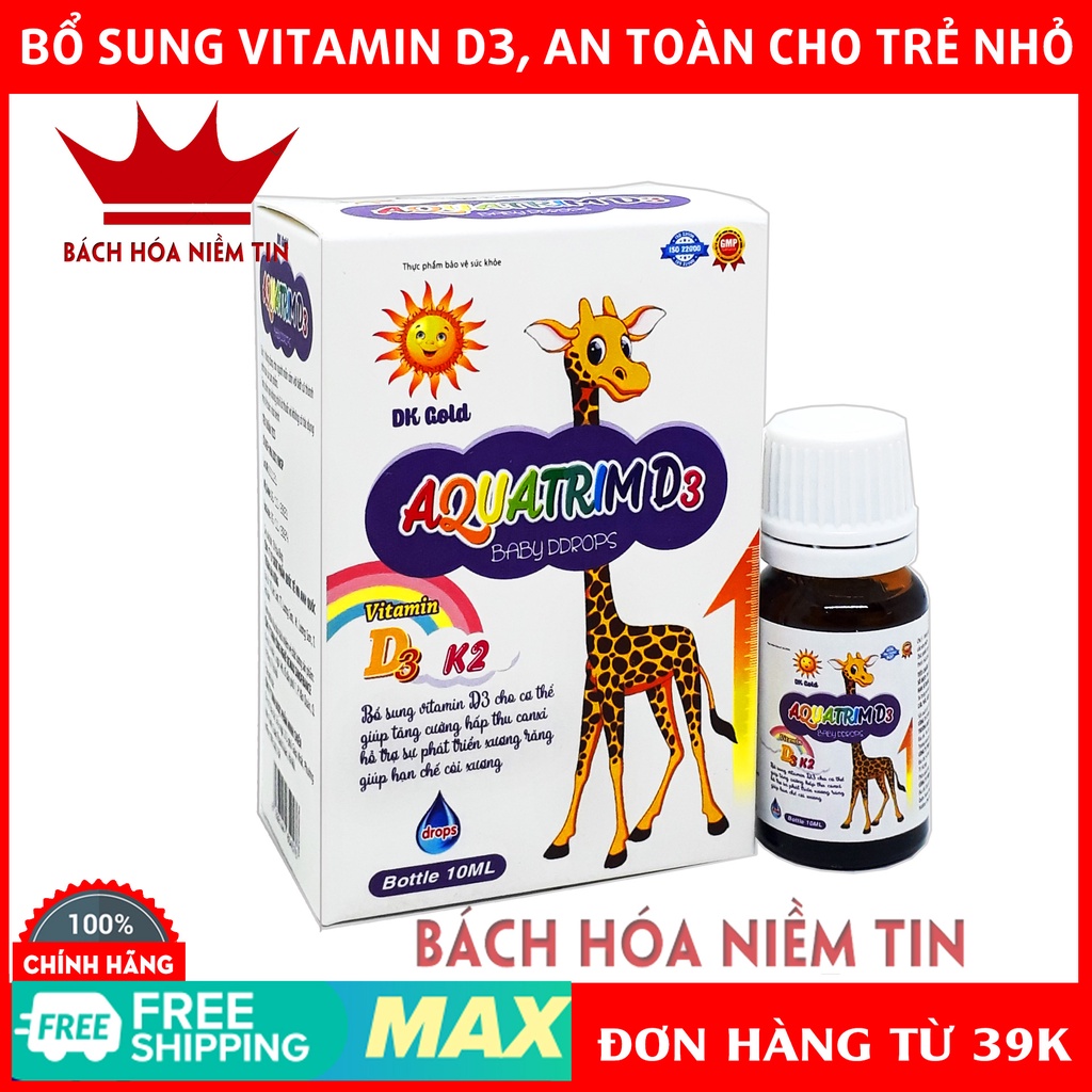 Aquatrim Vitamin D3 K2 Mk7 10ml Drop Vial Helps Babies Absorb Calcium