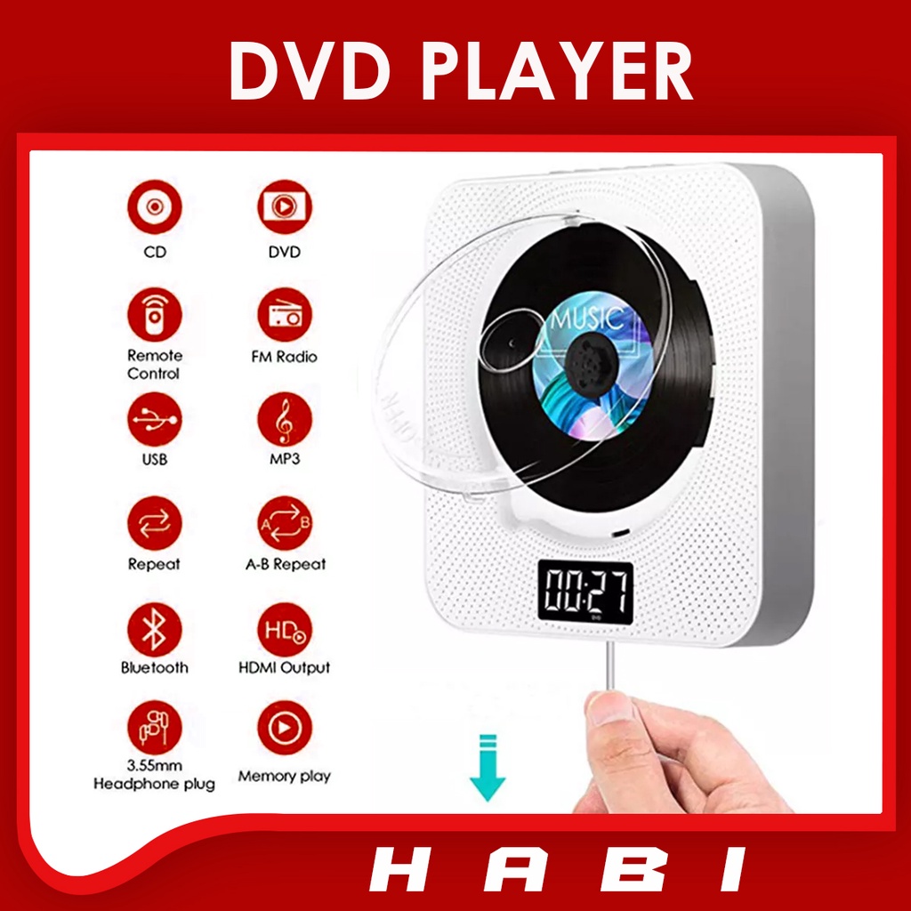 Portable bluetooth cd player radio dvd player mp3 player mp4 vcd music