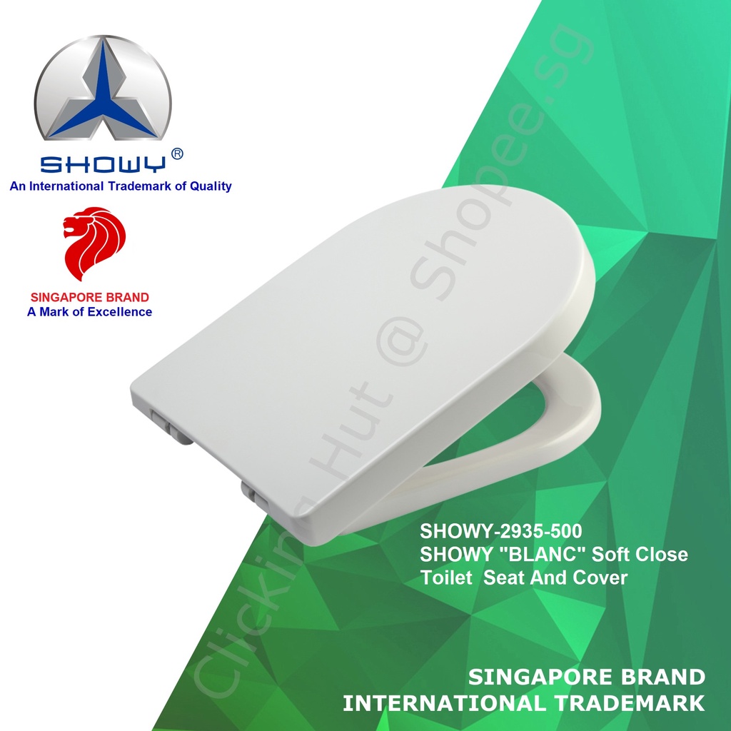 [SG LOCAL SELLER ]SHOWY "BLANC" Soft Close Toilet Seat And Cover (A SINGAPORE BRAND) Shopee
