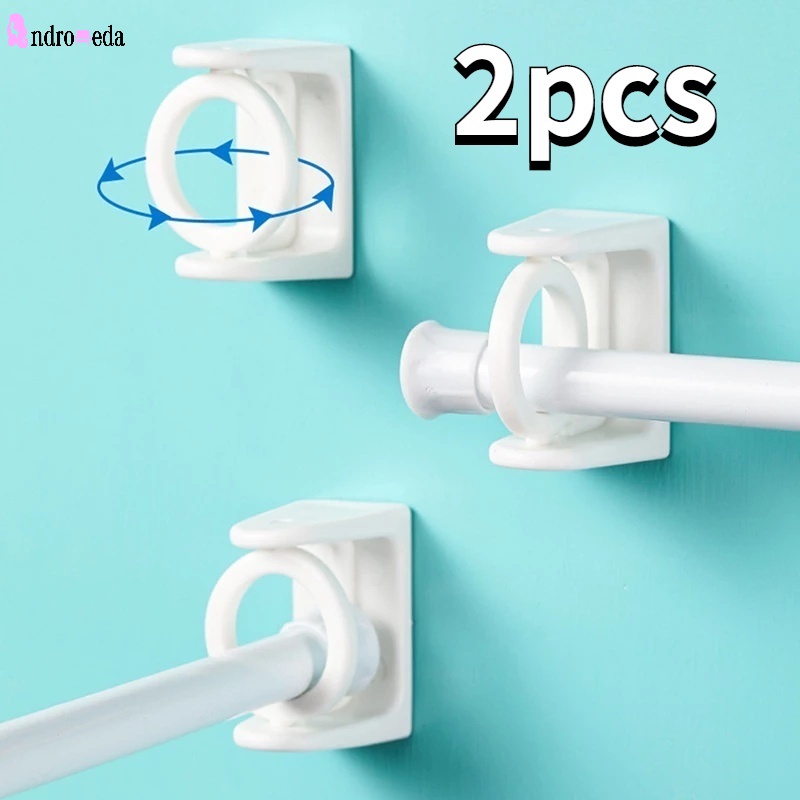 2 Pcs 360 Rotation Shower Curtain Rod Mount Holder Universal Self