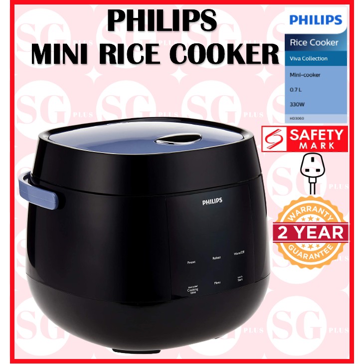 Philips HD3060 Viva Collection Mini Rice Cooker, 0.7 L Black Shopee