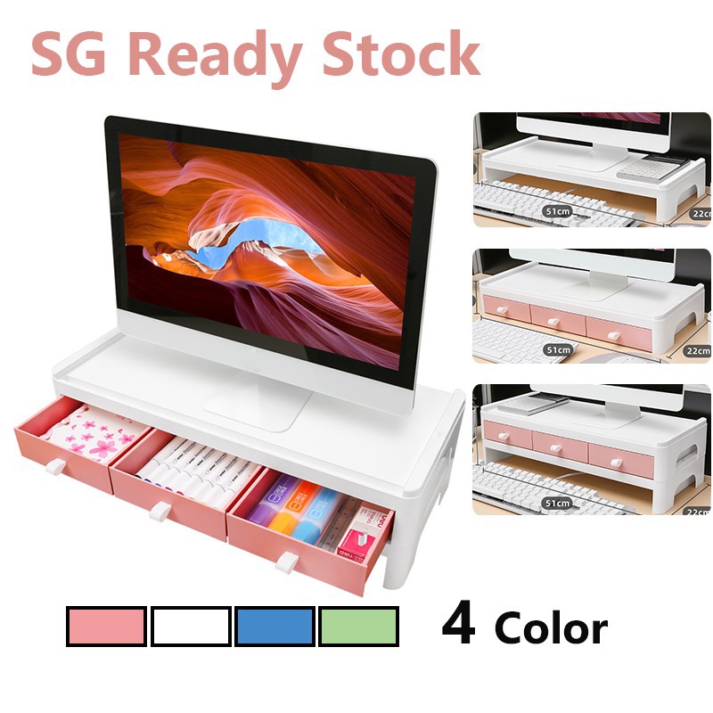 Ayuqi® Desktop Stand with Drawer Monitor Stand Plastic With Keyboard