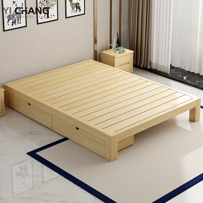 YICHANG Tatami Bed Frame Solid Wood Single Bed Frame With Storage