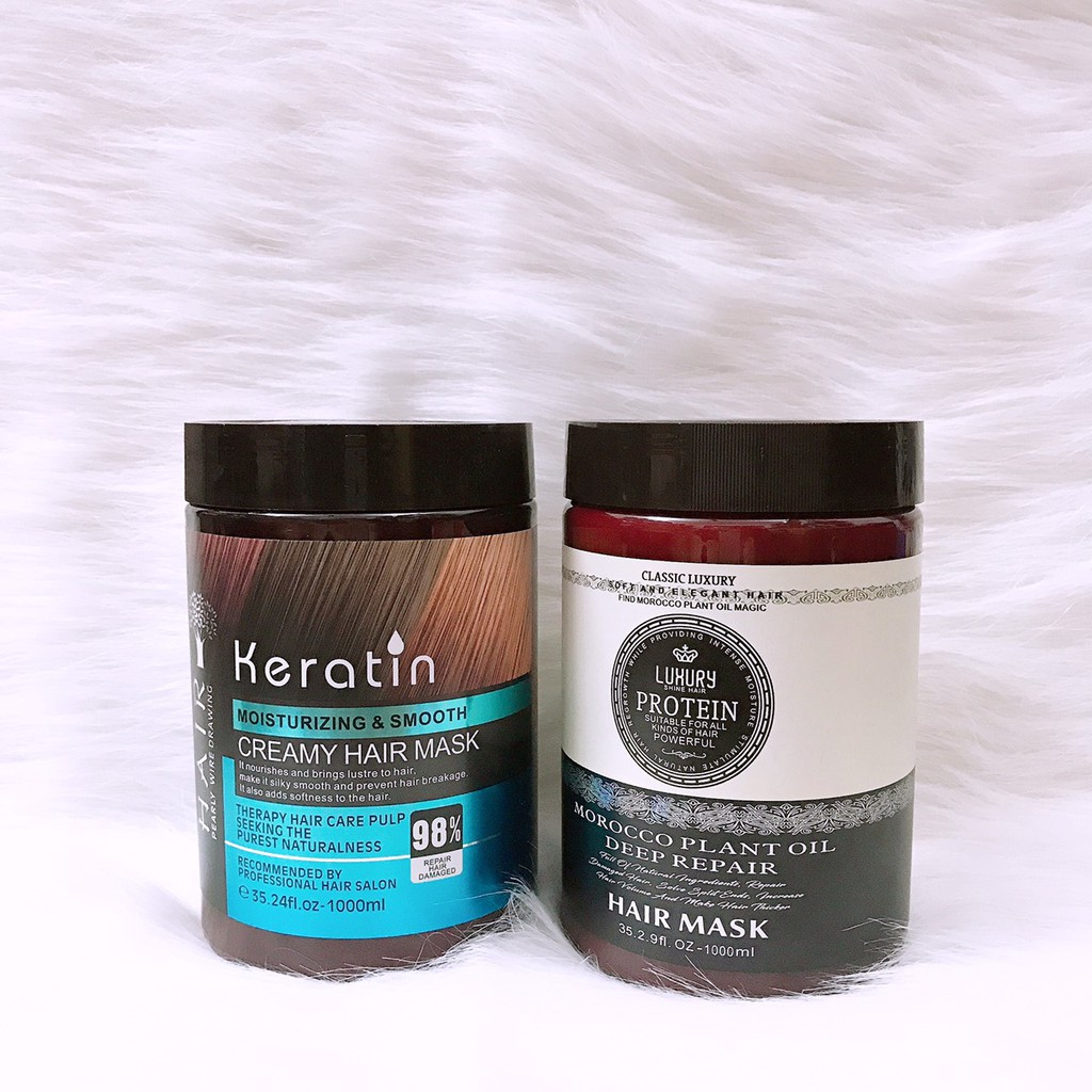 Keratin hair incubated cream / Luxury Hair Mask 1000ml Shopee Singapore