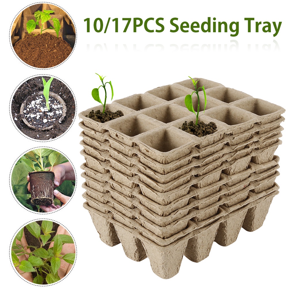 10/17Pcs Plant Seedling Pots Trays Cells Seed Maker Biodegradable Tags