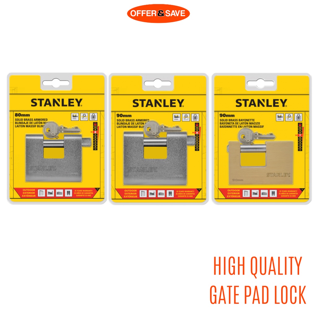 Stanley Hi Quality Armored Padlock / Gate Lock Shopee Singapore