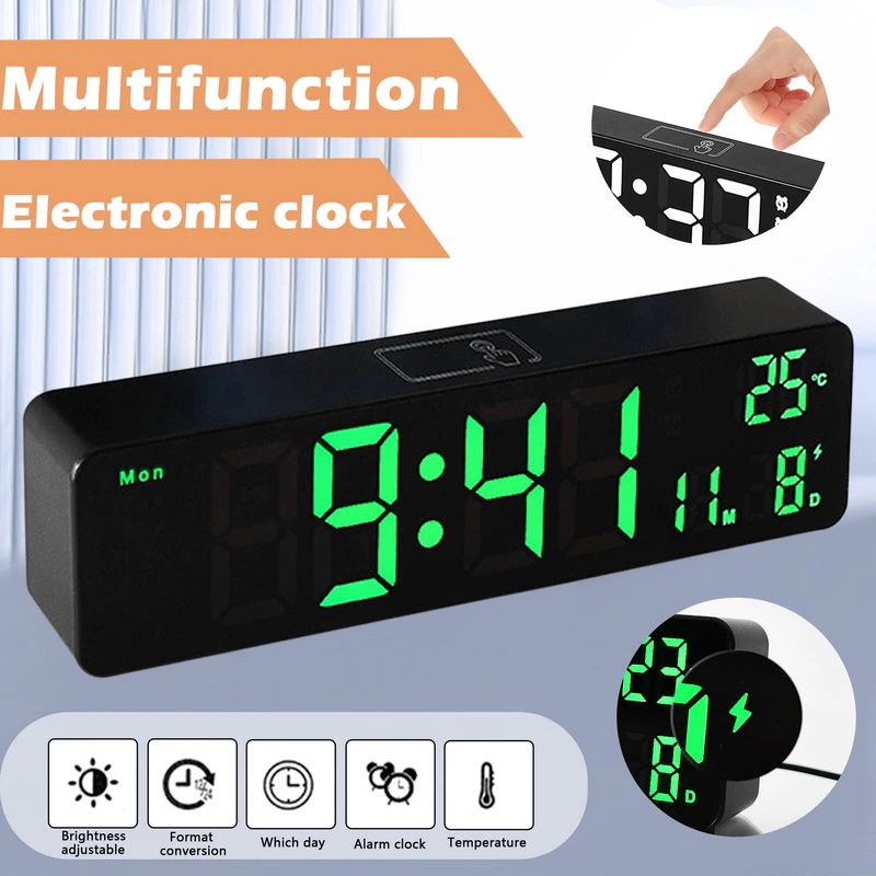[SG STORE] LED Digital Display Music Alarm Clock/LED Clock With Temperature Thermometer&Calendar