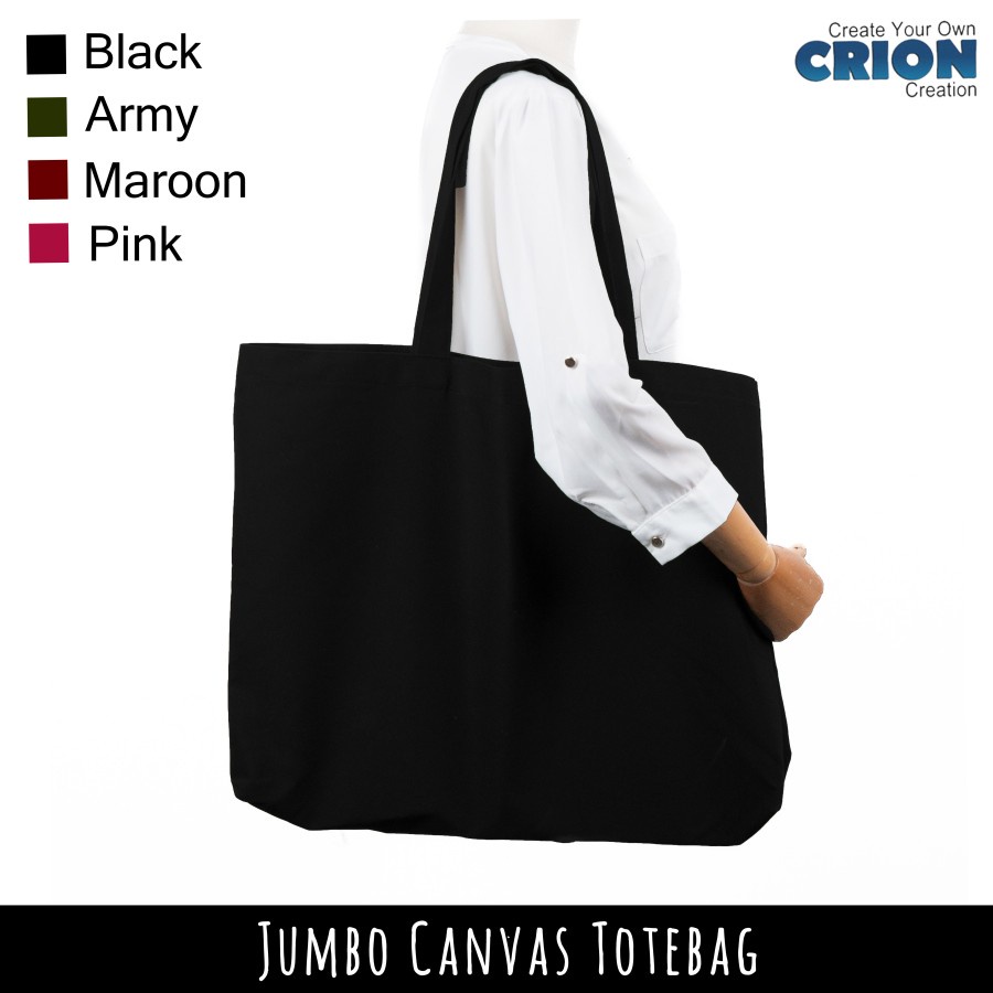 Premium Plain Jumbo Canvas Totebag Large Shopping Bag by Crion