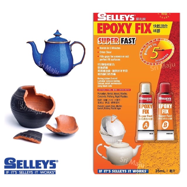 Selleys Epoxy Fix Super Fast 35ml A+B Repair Porcelain Wood Metal