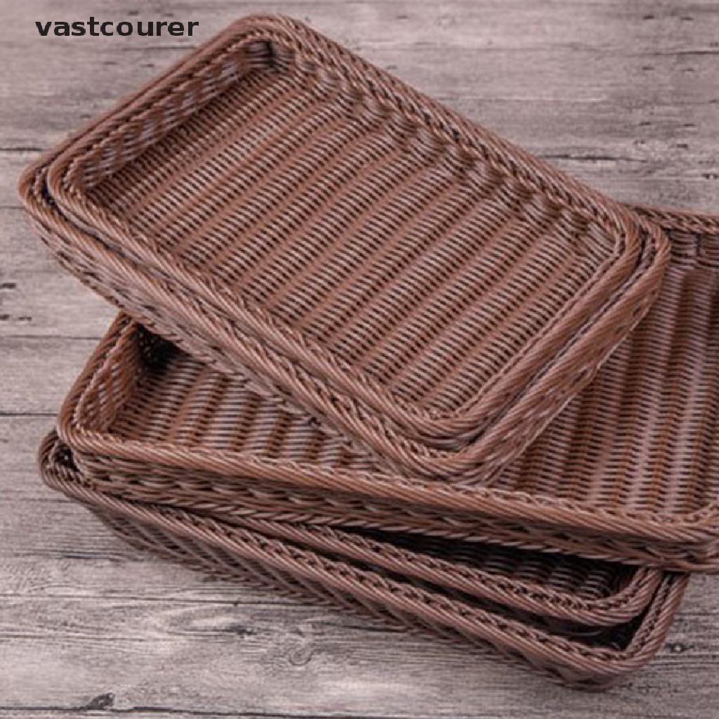 Vast Rattan Rectangular Basket Shopping Display Basket Woven Tabletop