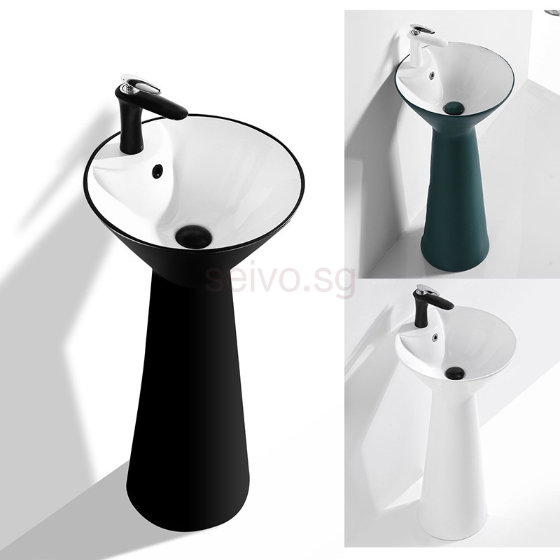 Bathroom Balcony Small Basin OnePiece Pedestal Basin Ceramic