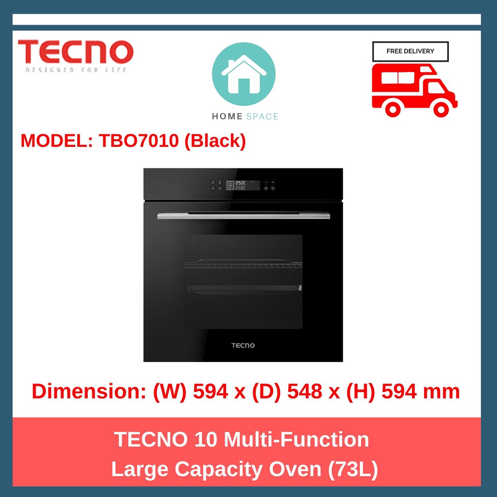 Tecno 10 Multifunction Upsized Capacity Builtin Oven, TBO 7010 (Black