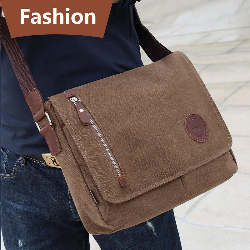 🔥HOT🔥Fashion Man Bag Canvas Messenger Bag Men's Shoulder Bag Shopee