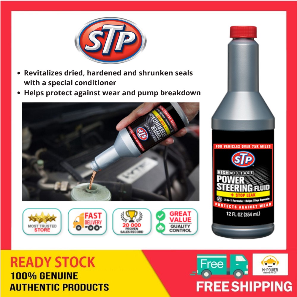 STP High Mileage Power Steering Fluid + Stop Leak 12oz Shopee Singapore