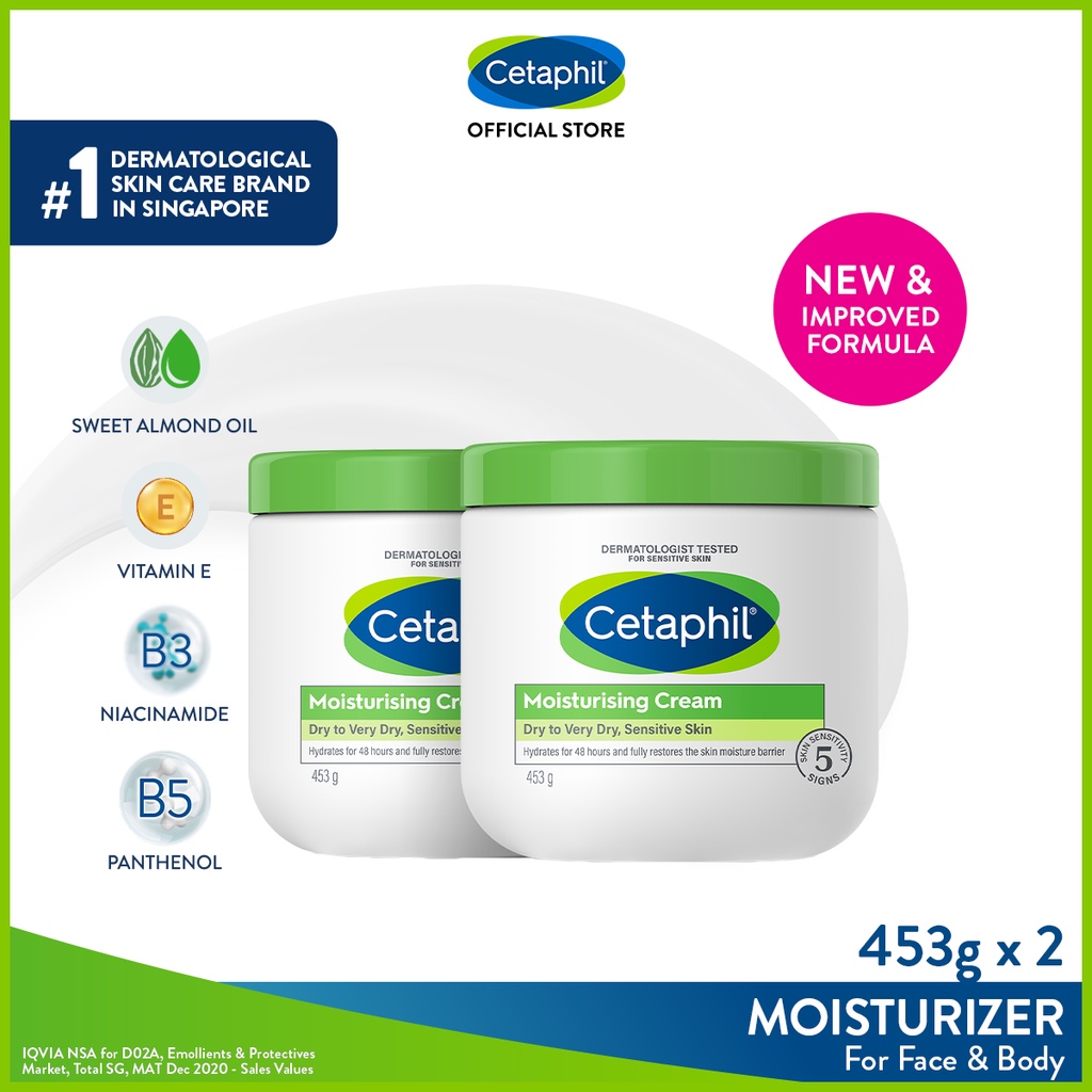 CETAPHIL Moisturizing Cream 453g Face & Body Moisturizer for Sensitive