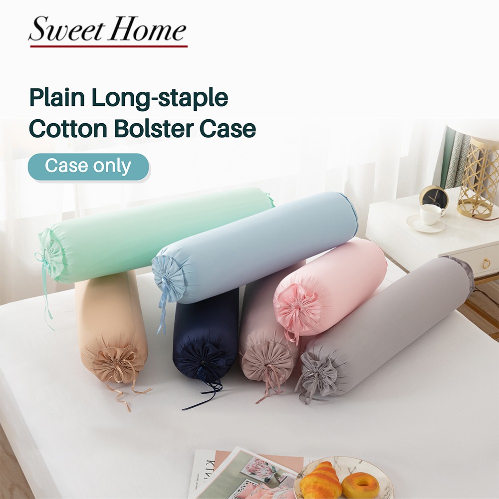 Plain longstaple cotton bolster case neck roll round bolster cover