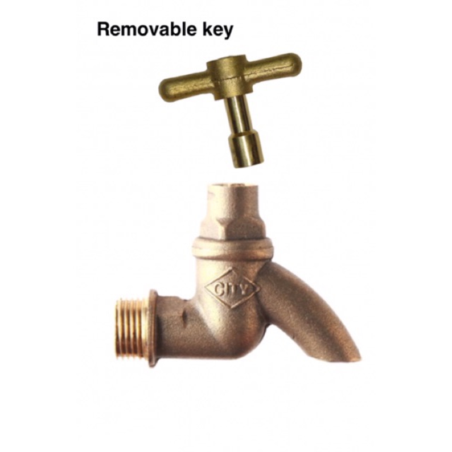 City 1/2 inch loose removable key water Tap brass bib tap / key only