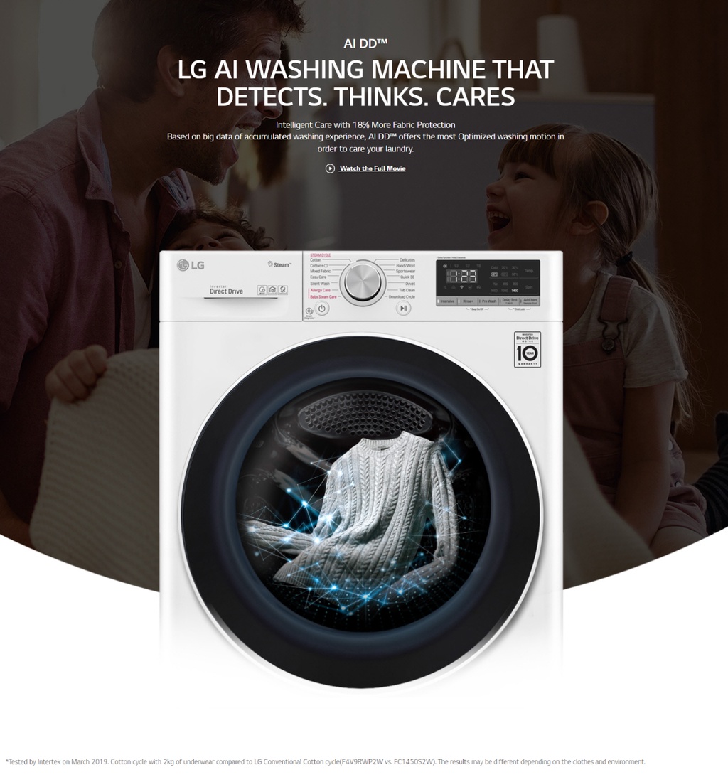 LG FV1408S4W 8kg, AI Direct Drive Front Load Washing Machine Shopee