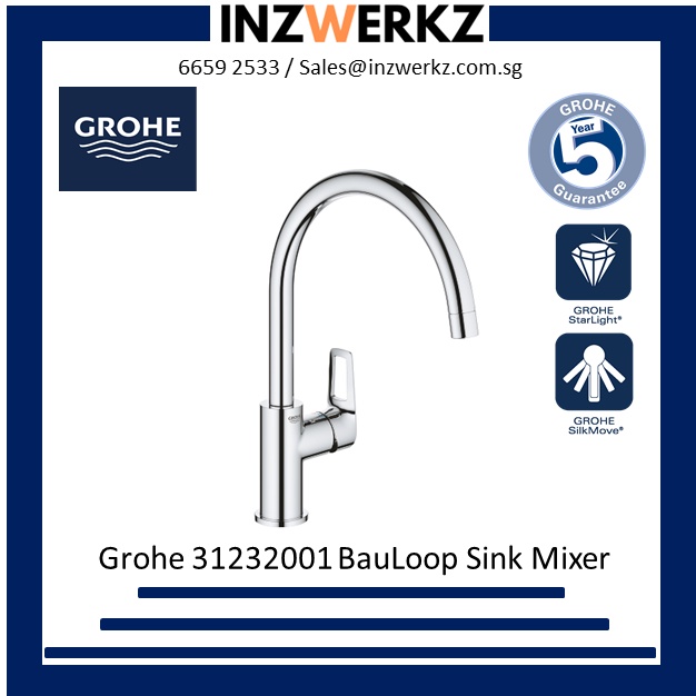 Grohe 31232001 BauLoop Cspout Kitchen Sink Mixer Tap Shopee Singapore