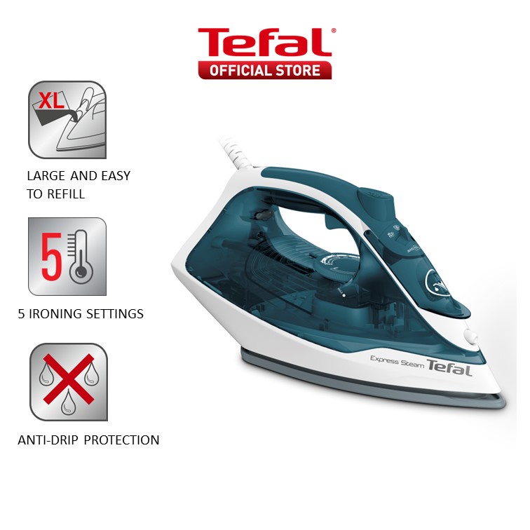 Tefal Steam Iron Express Steam (Green) FV2831 Shopee Singapore