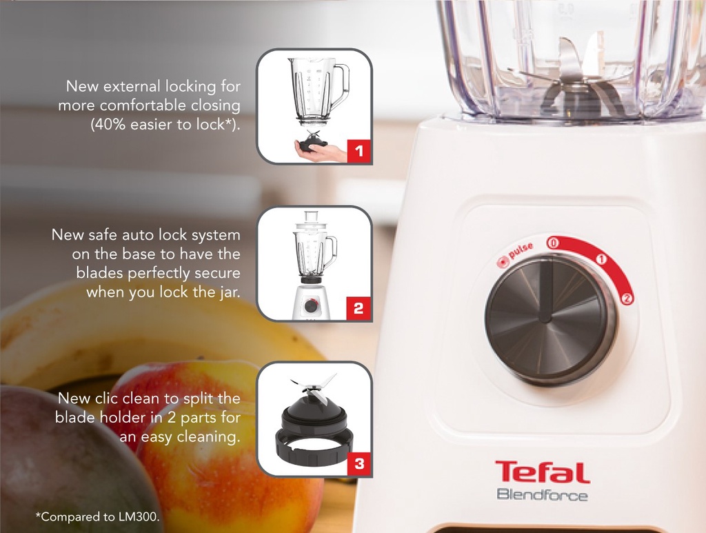 Tefal Blendforce Blender w/Grinder, Chopper & Spatula BL4291 600W, 2