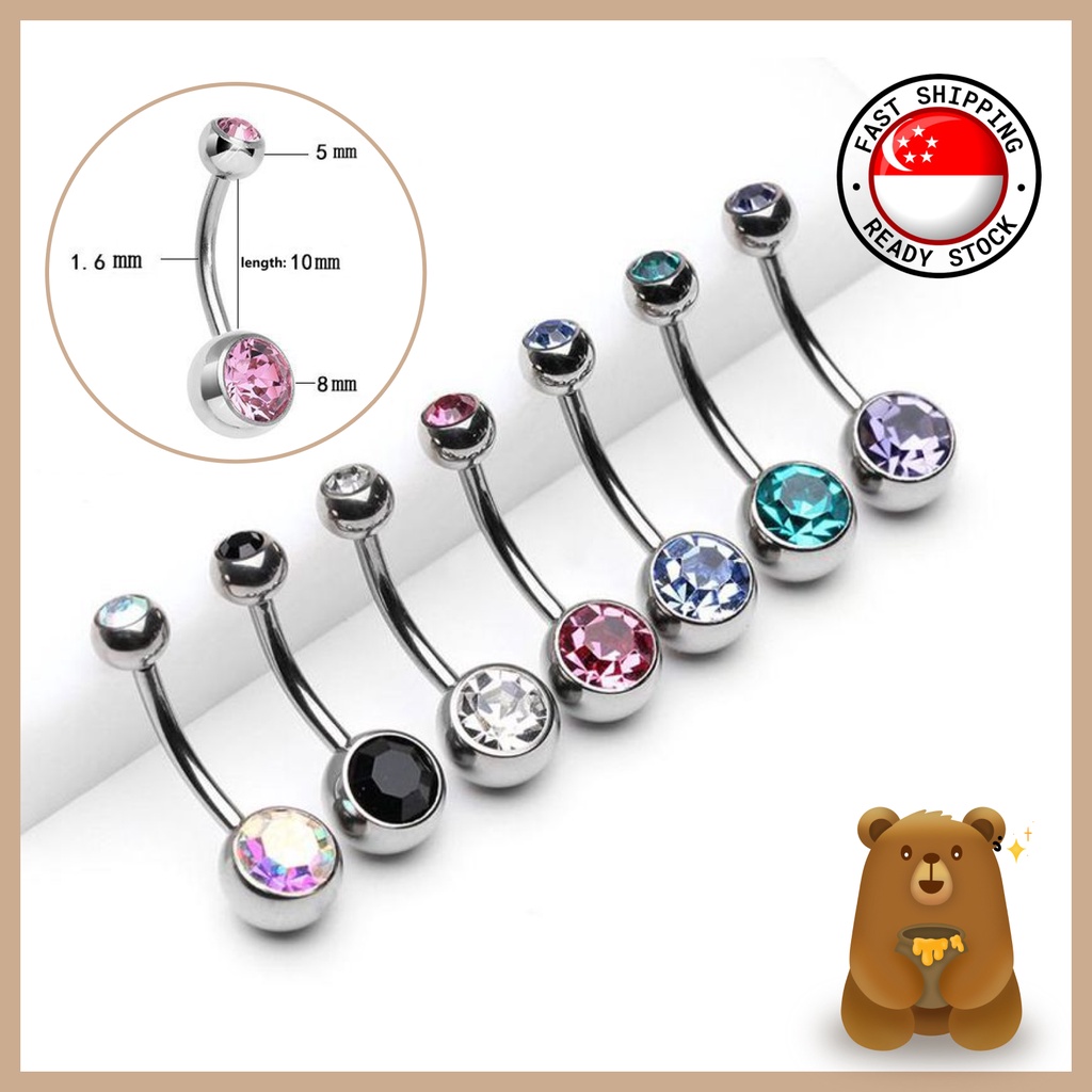 [SG Local] Stainless Steel Navel Rings Navel Button Belly Ring Navel