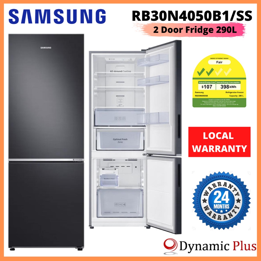 Samsung RB30N4050B1/SS Allaround Cooling Bottom Freezer 2 Doors Fridge