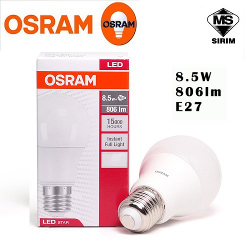 OSRAM 8.5W E27 LED Bulb Save Energy A60 LED Bulb Daylight Shopee