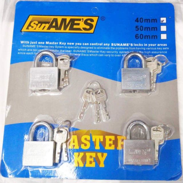 4pc. Master key padlock set 40mm Shopee Singapore