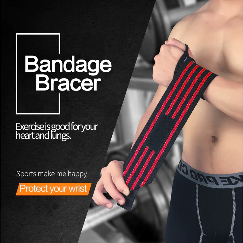 [Ready Stock SG]1 pair Wrist Wraps Gym Fitness Adjustable Elastic