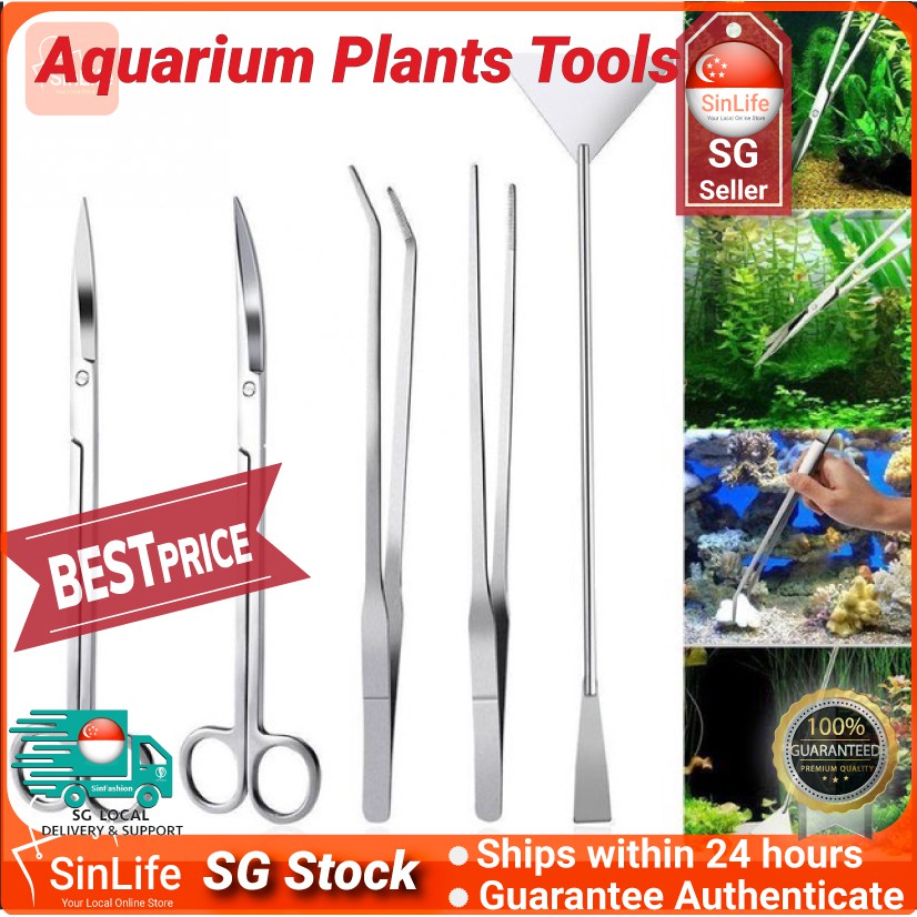 [🇸🇬Ready Stock] Aquarium Plants Tools Stainless Steel Tweezers Scissor