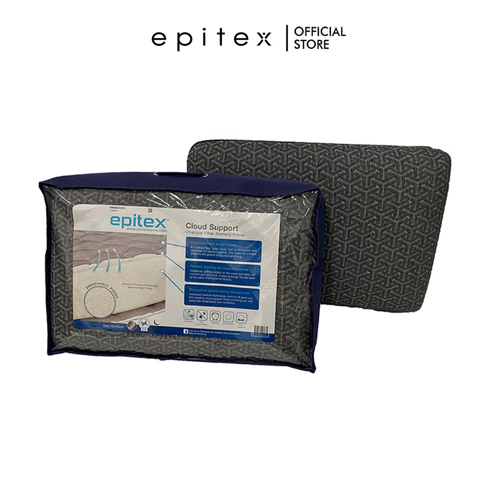 Epitex Charcoal Memory Cloud Support Classic Pillow Medium Firm