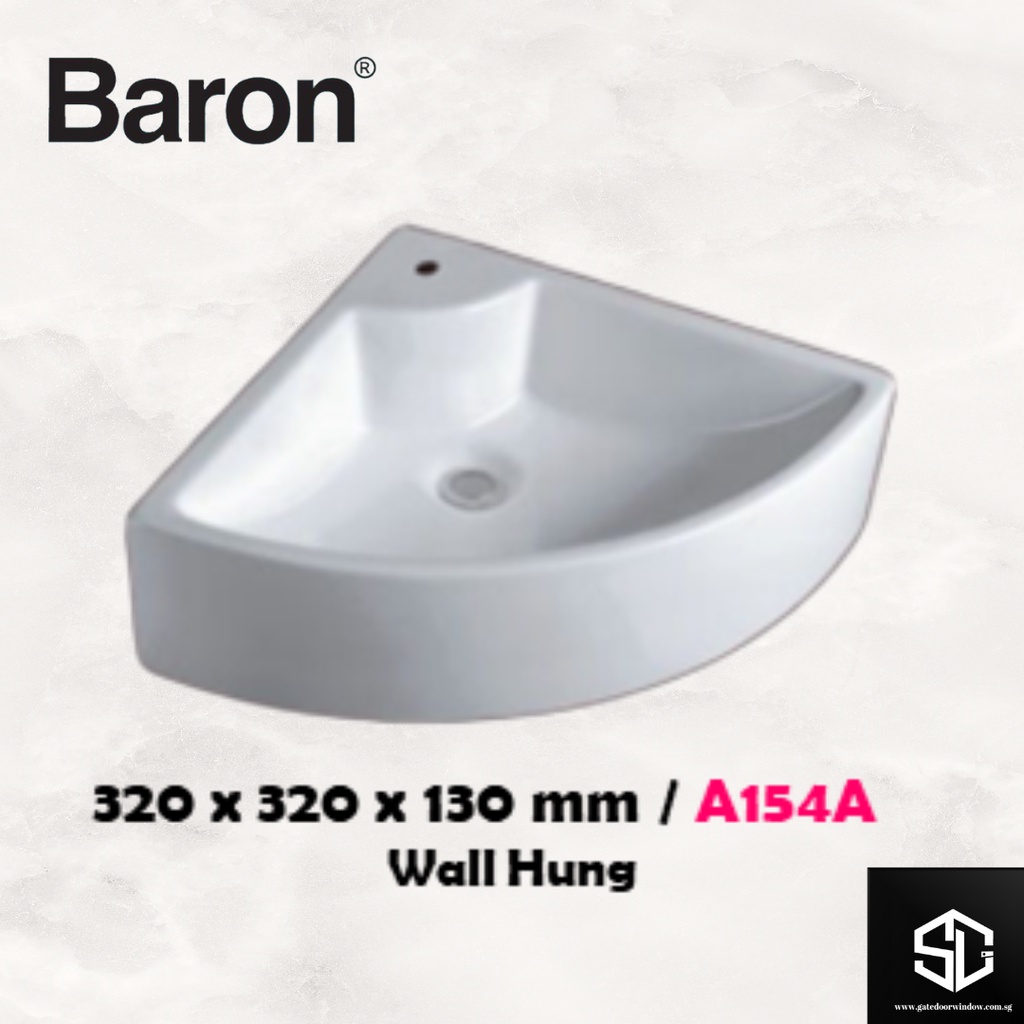 Baron Toilet Wall Hung Corner White Sink A154A Shopee Singapore