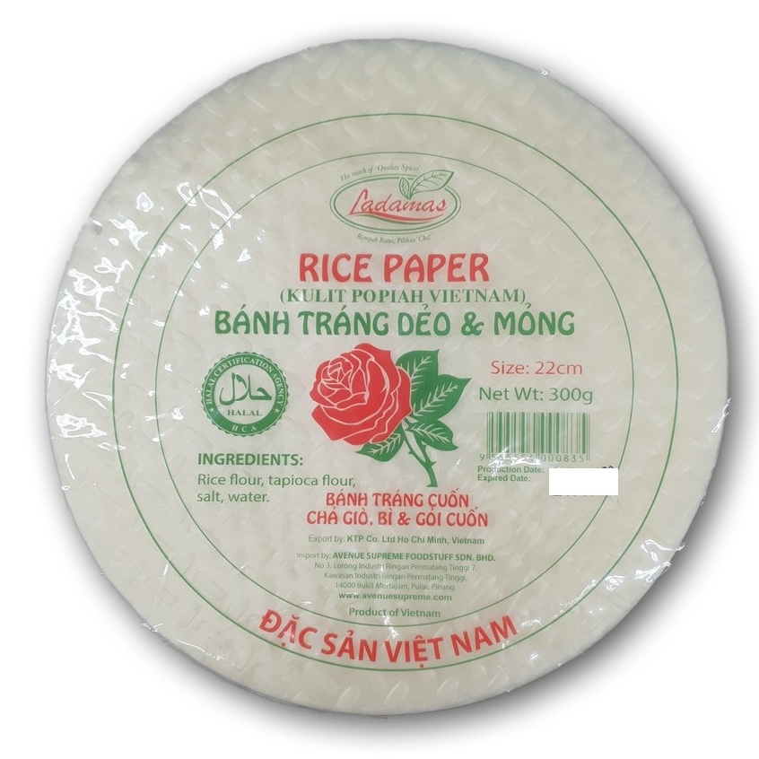 Ladamas Rice Paper [HALAL] Kulit Popia Vietnam Spring Rolls 300g 22cm
