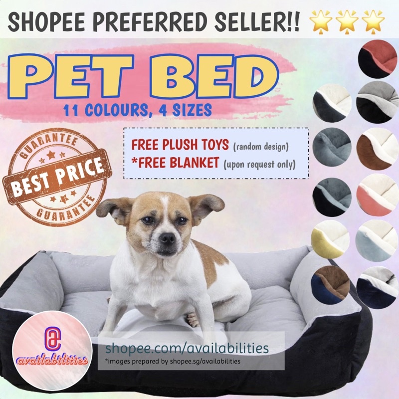 🌟SG INSTOCK🌟 PET BED RECTANGLE FOR DOG CAT RABBIT, super soft comfy and