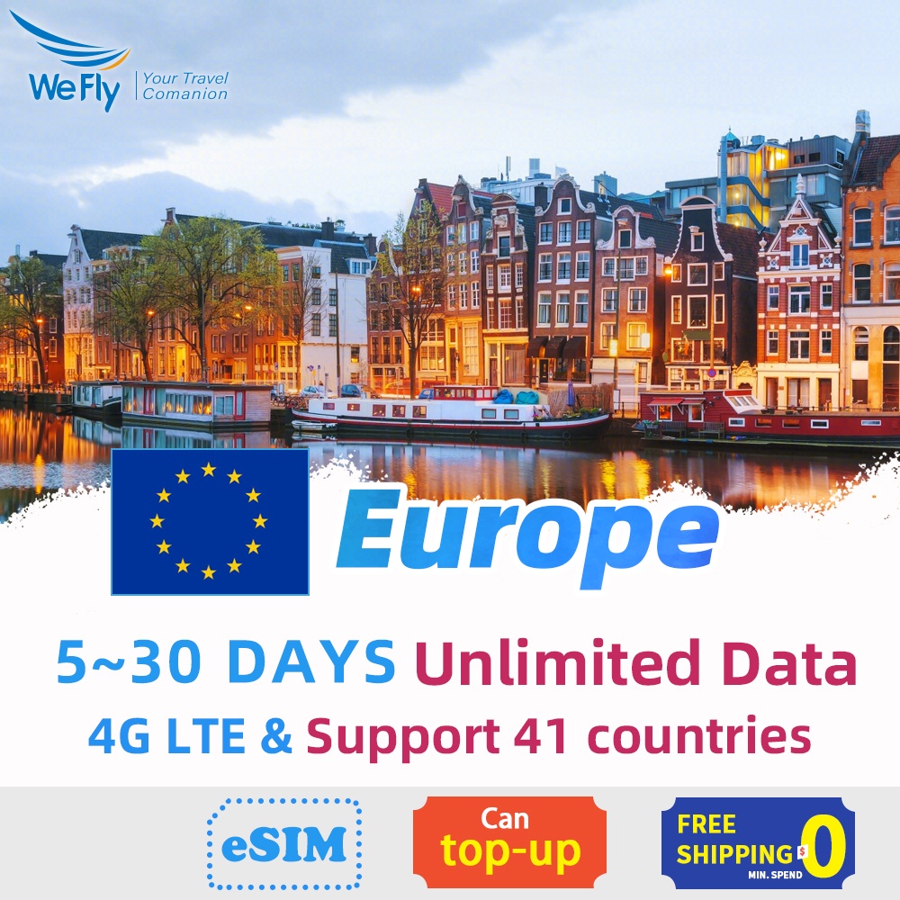 Wefly Europe Sim Card 560 days unlimited Data 4G LTE high speed for