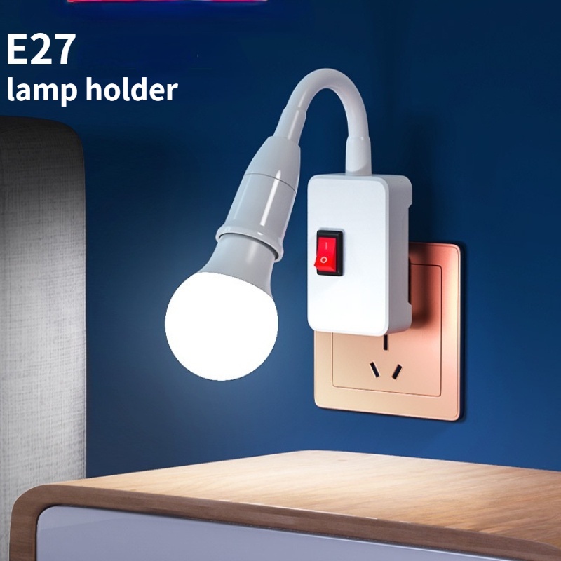 E27 Screw Socket Inline Lamp Holder with On/Off Switch for Home Light